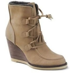 Lands' End Women's TENLEY Tan Nubuck Wedge●Sz 7.5